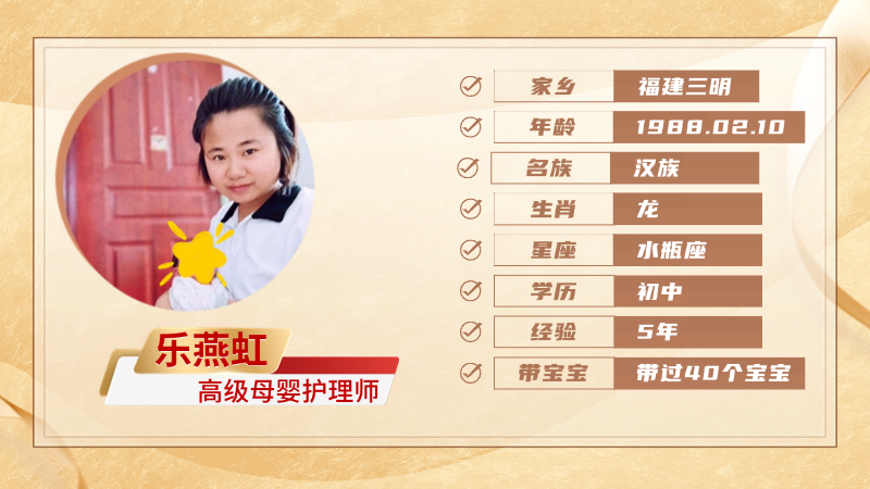 高级母婴护理师【乐燕虹】