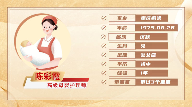 高级母婴护理师【陈彩霞】